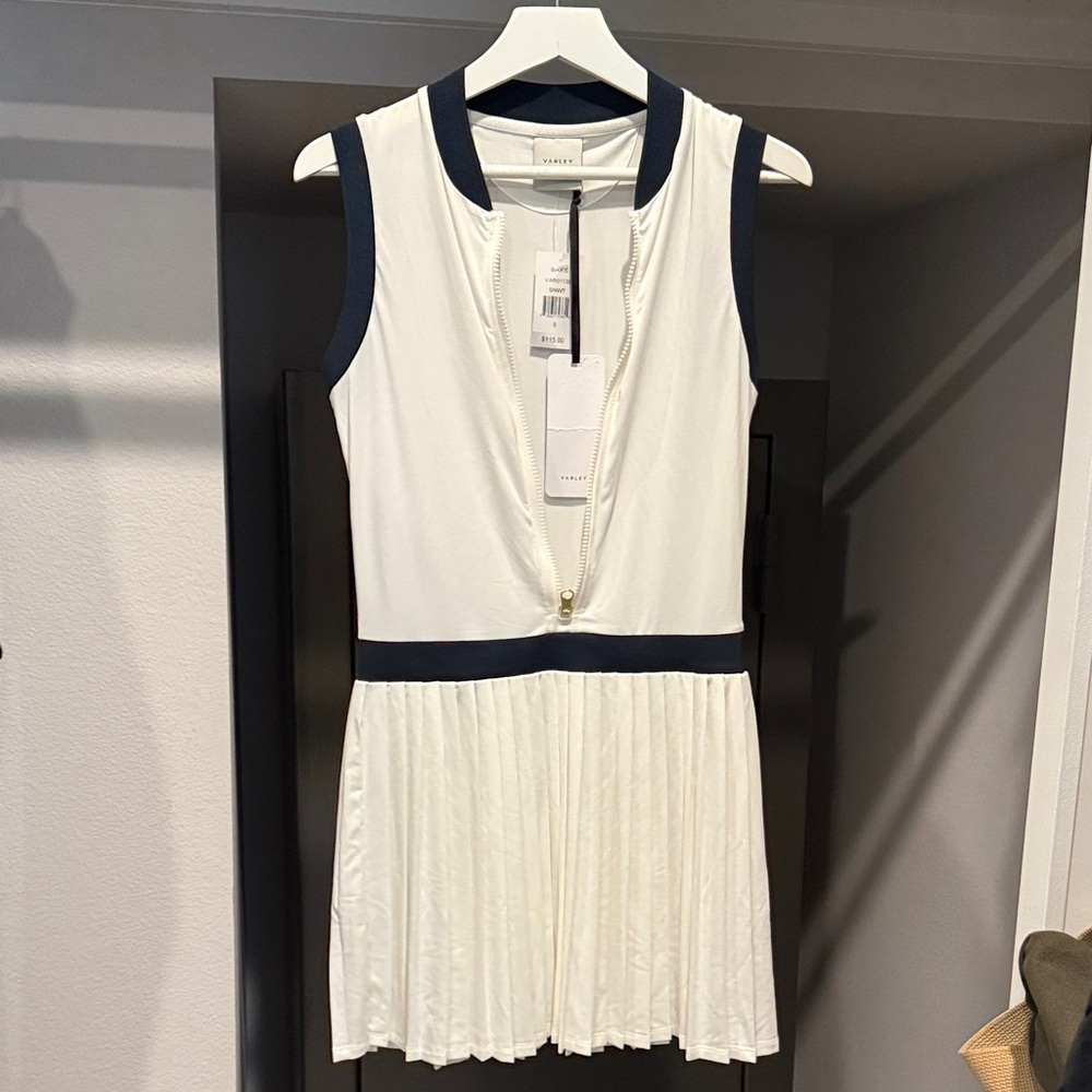 Varley Ivory and Navy Sleeveless Dress